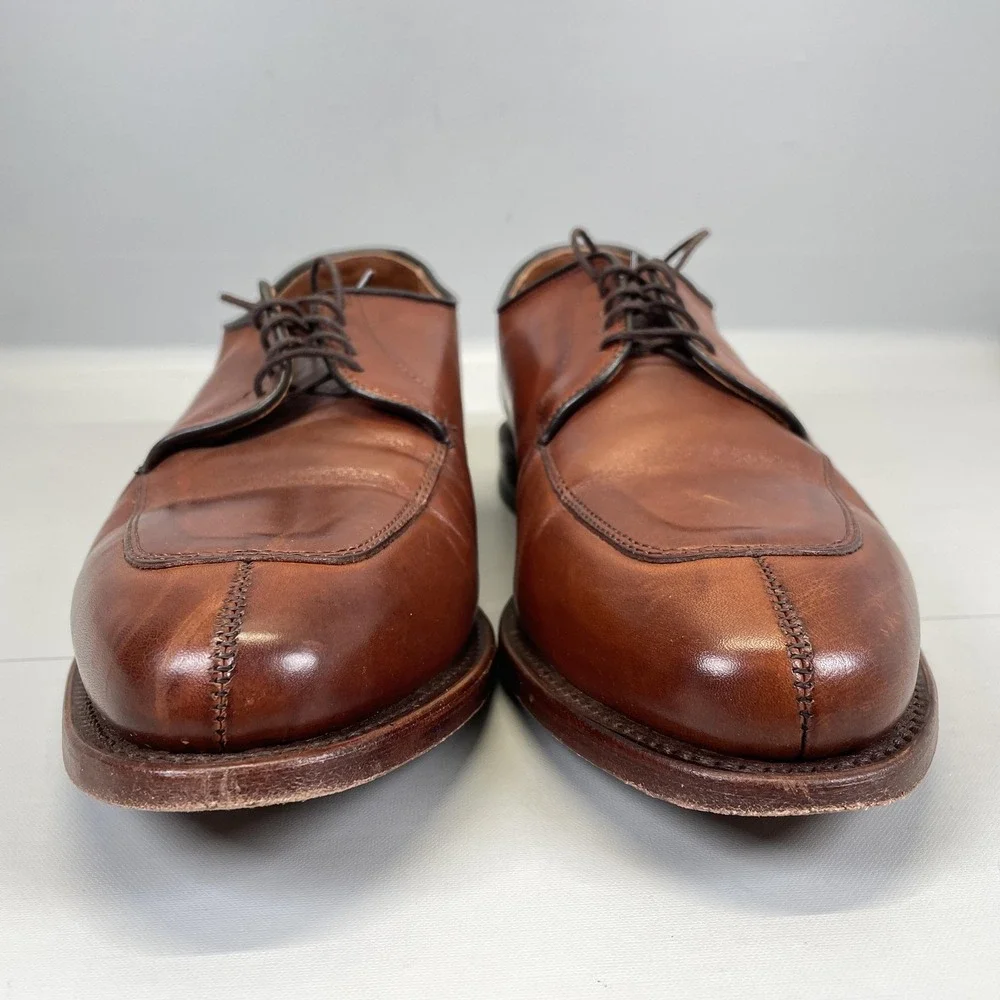 Allen Edmonds Delray Derby Shoes Mens Size 9.5 D Brown Leather Split Toe Dress